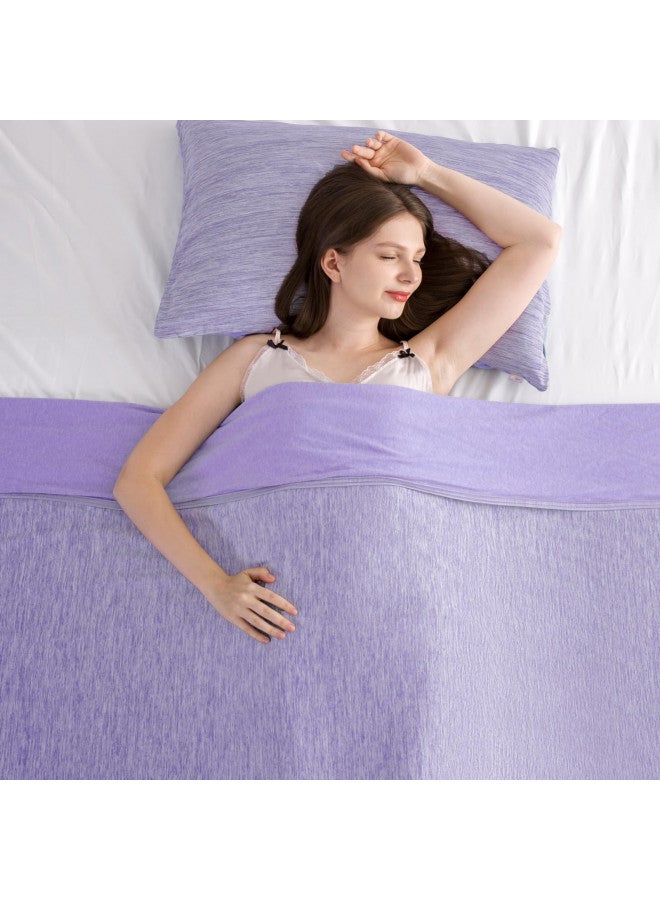 Elegear Elegear Revolutionary Cooling Blanket Throw Absorbs Heat to Keep Body Cool for Night Sweats, Arc-Chill 3.0 Cool Fiber Q-Max>0.5 for Hot Sleepers, Lightweight Summer Cold Blankets for Sleeping, Purple  - Image 1