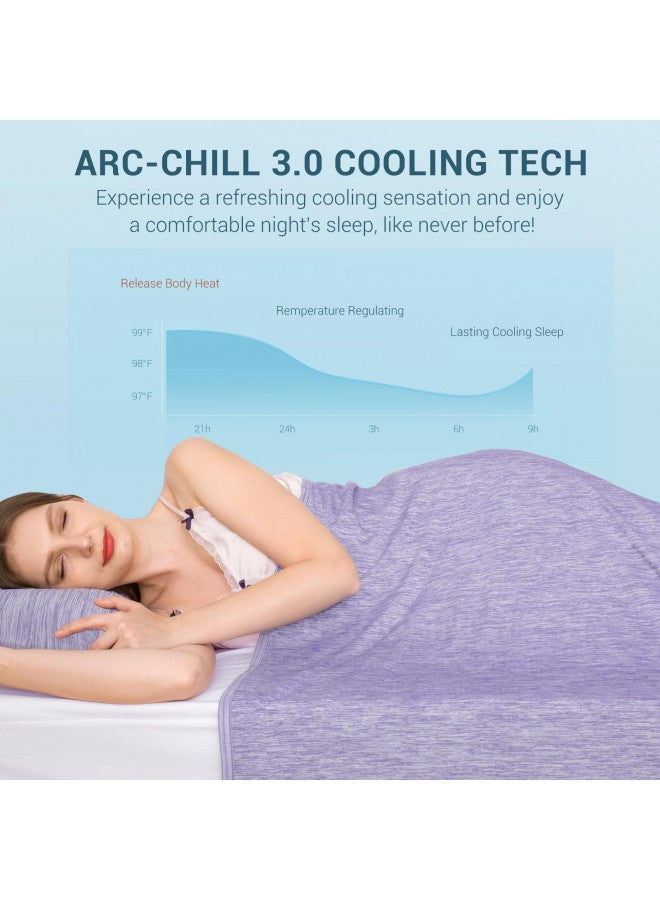 Elegear Elegear Revolutionary Cooling Blanket Throw Absorbs Heat to Keep Body Cool for Night Sweats, Arc-Chill 3.0 Cool Fiber Q-Max>0.5 for Hot Sleepers, Lightweight Summer Cold Blankets for Sleeping, Purple  - Image 2