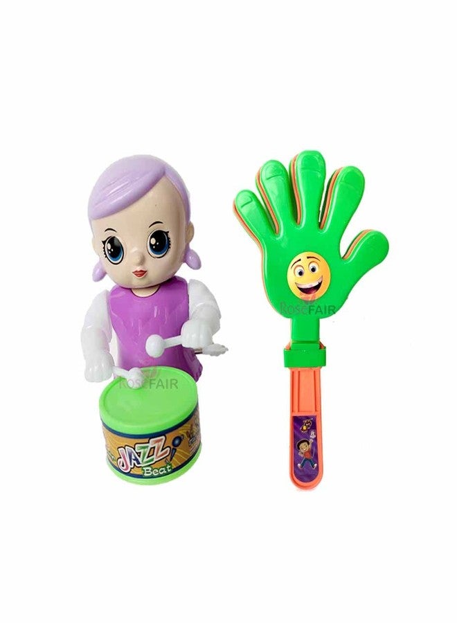 PRIMEFAIR Key Operated Cute Drummer Toy with Noisemakers Favors Concert Cheering Children Clap Clap Muiacal Toys (PROS-Pink BABY-002) - Image 1