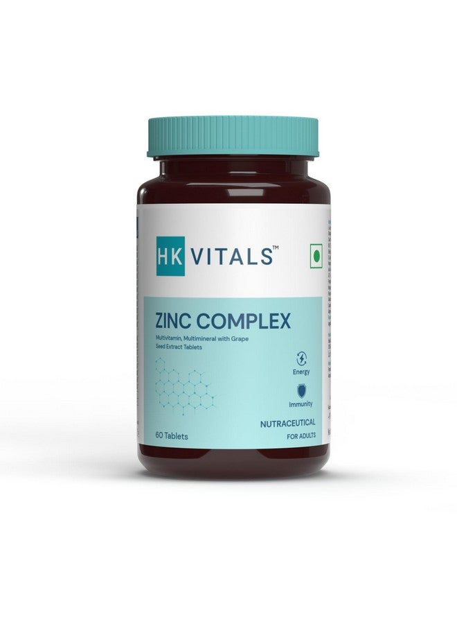 HEALTHKART مكملات الزنك من Hk Vitals مع فيتامين C وفيتامين D3 ومجموعة الفيتامينات والمعادن لتعزيز المناعة للبالغين 60 قرص زنك - Image 1