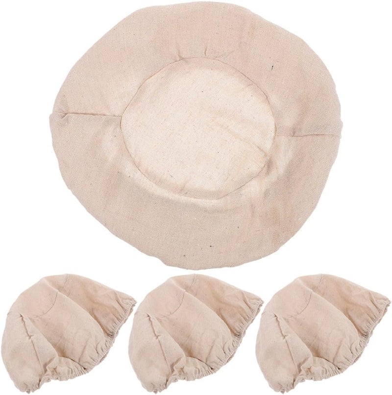 Artibetter 4pcs round Dough Basket Liners Bread Basket Liner Cloth Covers 18x9cm Linen Proofing for Sourdough Bread Baking and Kitchen Use - Image 1