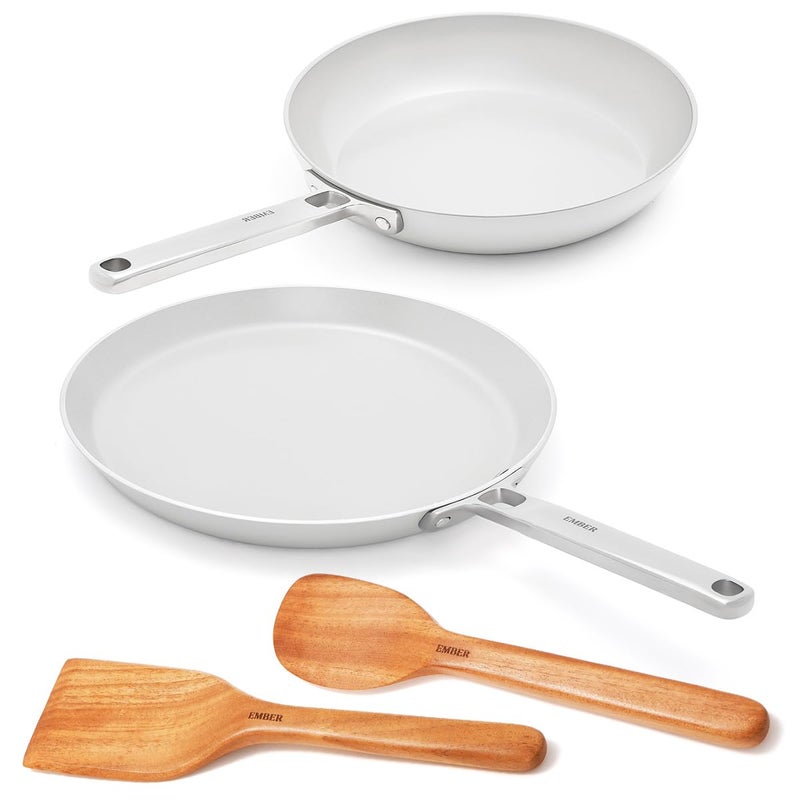 Ember Cookware Arcilla Ceramic Non Stick Cookware Set of 2 | Frying Pan 24cm & Tawa 28cm | ISI Certified | Non Toxic Ceramic Cookware | Gift Set of 2 | Steel Handle | PFAS & PTFE Free | Grey - Image 1