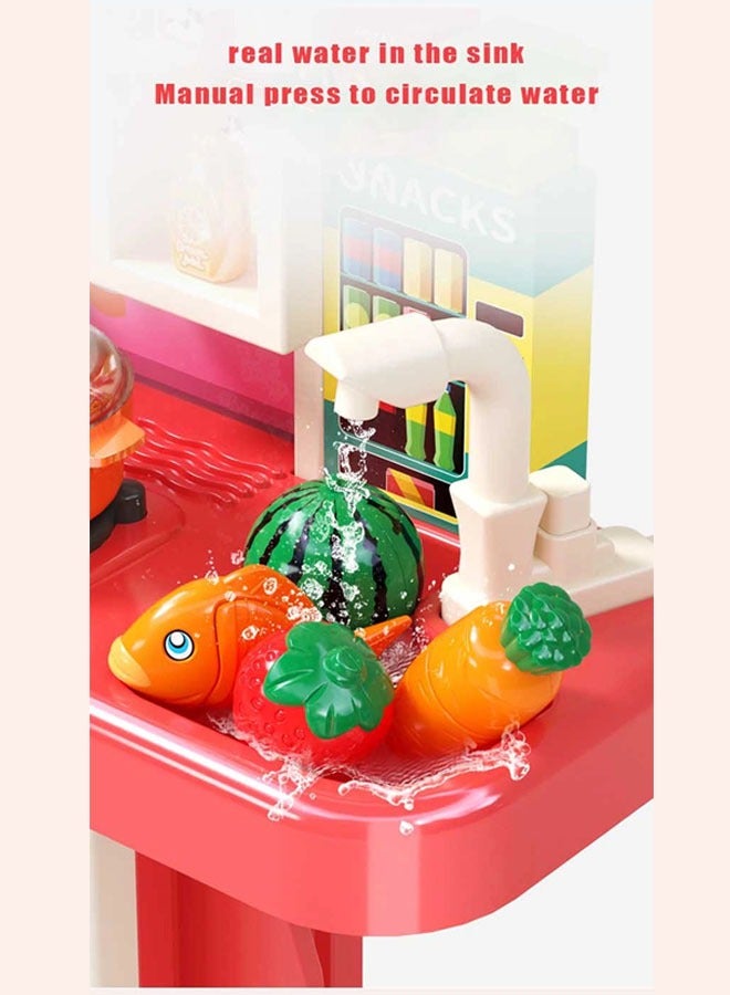 مجموعة ألعاب المطبخ، 54 قطعة من ألعاب المطبخ الجميلة والتظاهرية، مجموعة ألعاب تقطيع المطبخ للأطفال، تظاهر بطهي الفواكه والخضروات والوجبات السريعة، هدية تعليمية لأعياد ميلاد الأطفال - Image 5