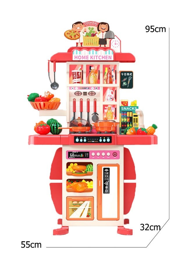 مجموعة ألعاب المطبخ، 54 قطعة من ألعاب المطبخ الجميلة والتظاهرية، مجموعة ألعاب تقطيع المطبخ للأطفال، تظاهر بطهي الفواكه والخضروات والوجبات السريعة، هدية تعليمية لأعياد ميلاد الأطفال - Image 2