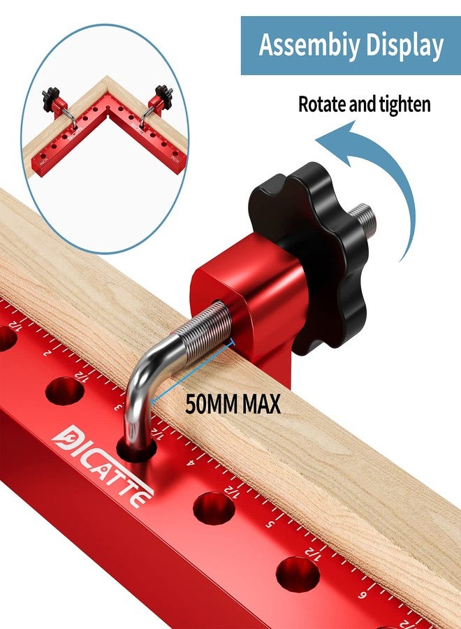 DICATTE 90 Degree Positioning Square Right Angle Clamp 7.1" x 7.1" Aluminum Alloy Woodworking Carpenter Tool,4 Pcs Right Angle Clamps With 8 Clamps,For Picture Frame Box Cabinets Drawers - Image 4