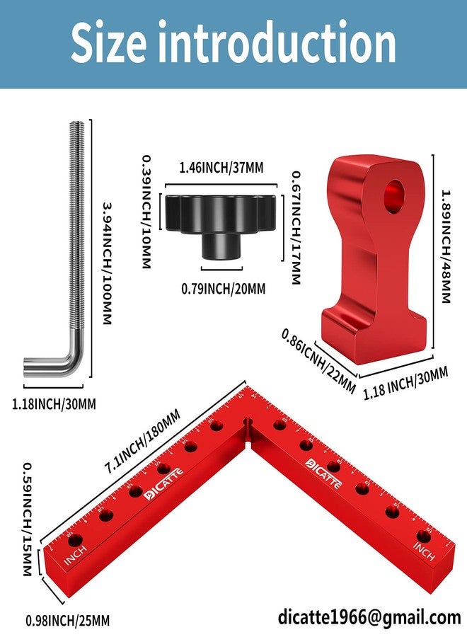 DICATTE 90 Degree Positioning Square Right Angle Clamp 7.1" x 7.1" Aluminum Alloy Woodworking Carpenter Tool,4 Pcs Right Angle Clamps With 8 Clamps,For Picture Frame Box Cabinets Drawers - Image 3