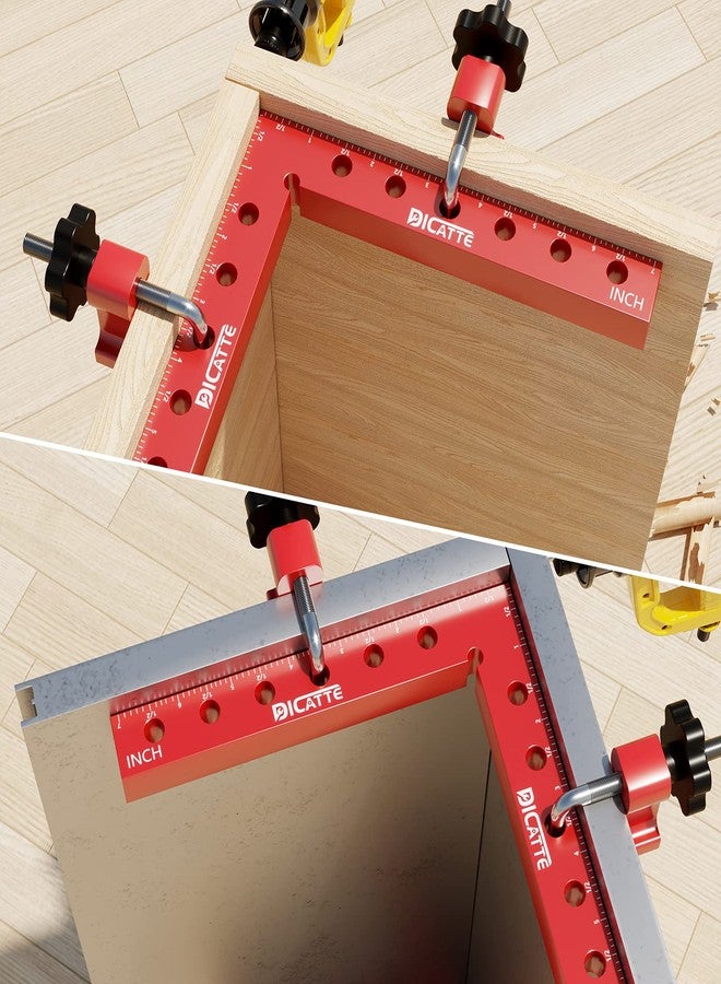DICATTE 90 Degree Positioning Square Right Angle Clamp 7.1" x 7.1" Aluminum Alloy Woodworking Carpenter Tool,4 Pcs Right Angle Clamps With 8 Clamps,For Picture Frame Box Cabinets Drawers - Image 5