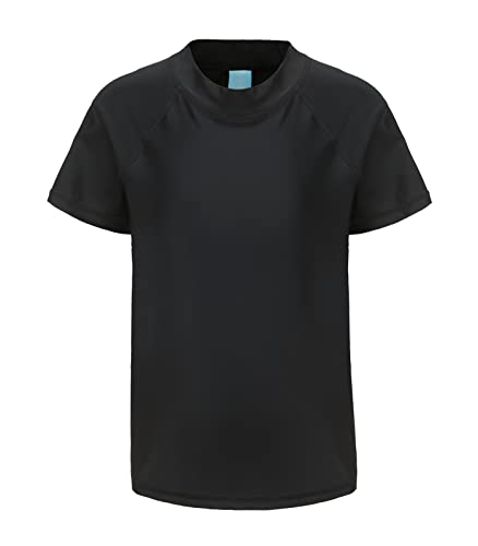 HowJoJo Big Boys Short Sleeve Rash Guard Shirts Swim Shirt UPF 50+ Black Size 14/12-14 - Image 3