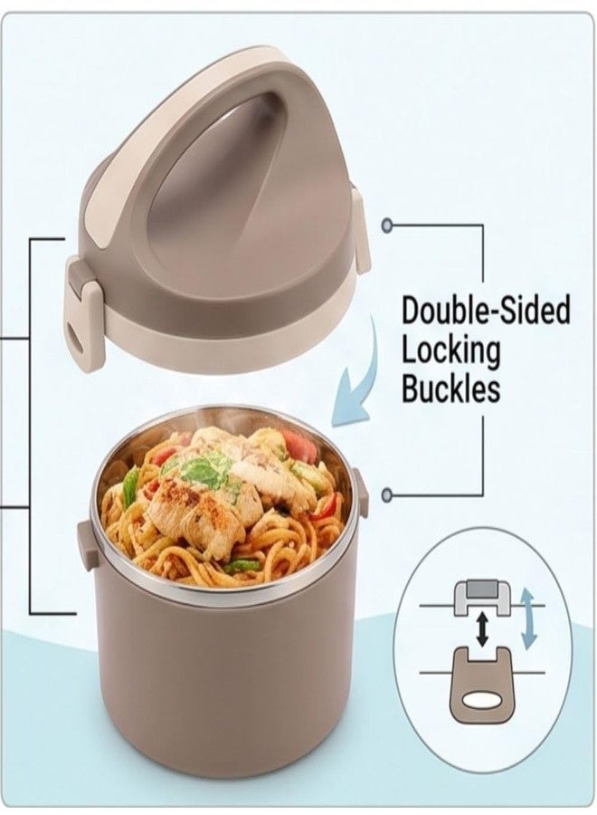 VENTRICE Portable Double Layer Lunch Box with Handle – Leakproof Insulated Food Storage Container, Stackable Bento Lunch Carrier for Office, School & Travel, Durable BPA-Free Tiffin Box (Brown & Beige) - Image 4