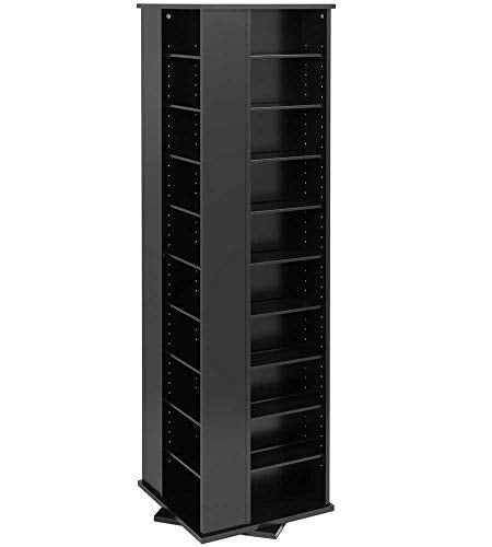 Prepac Prepac 4 Revolving Display Cabinet Media Storage Large FourSided Spinning Tower Black