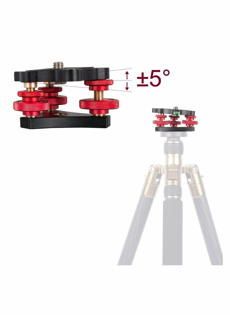 Y&D - Photography Leveling Base Camera Tripod Leveler Tri-Wheel Adjusting Plate with Bubble Level 3/8in Screw 3 Dials +/-5 Degree Precision Adjustment Aluminum Alloy Construction - Image 1