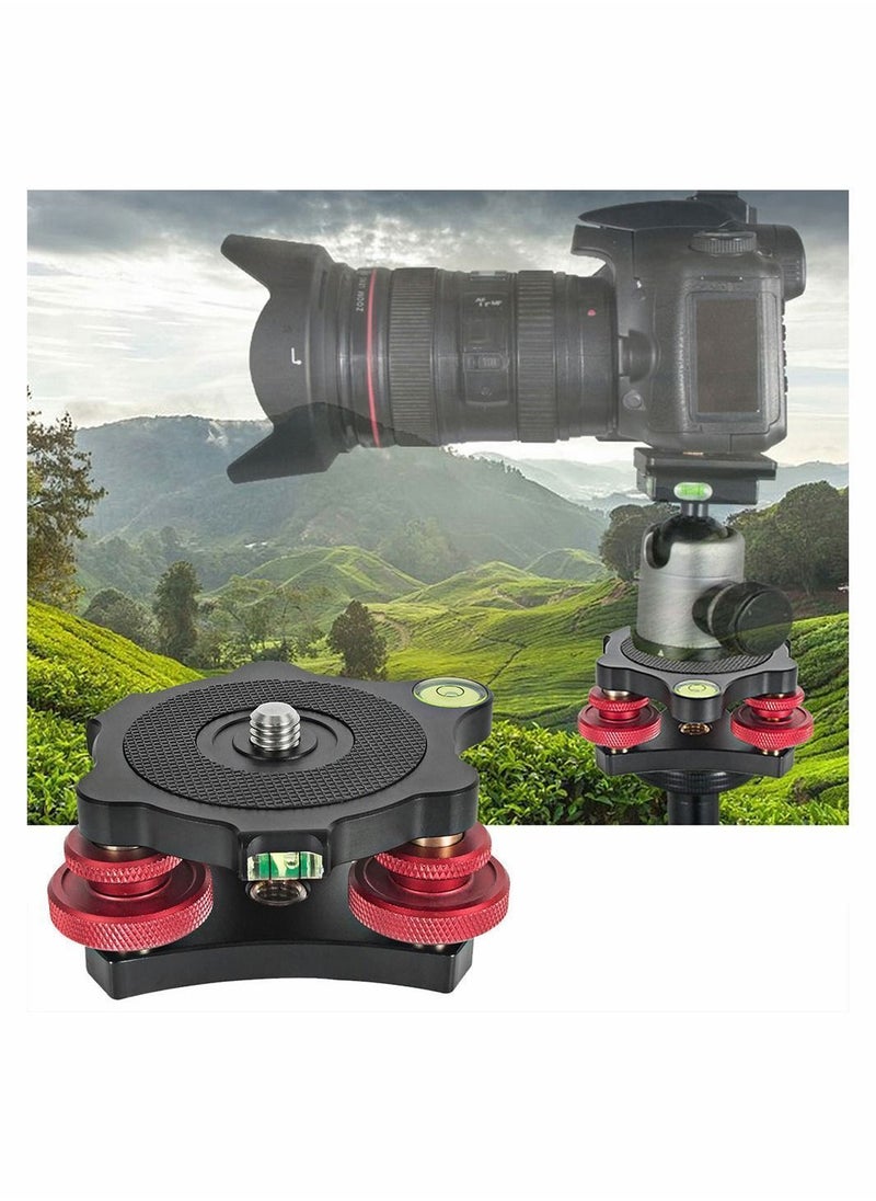 Y&D - Photography Leveling Base Camera Tripod Leveler Tri-Wheel Adjusting Plate with Bubble Level 3/8in Screw 3 Dials +/-5 Degree Precision Adjustment Aluminum Alloy Construction - Image 1