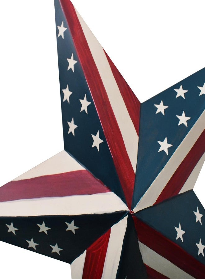 Linfevisi Metal American Flag Barn Star Wall Decor Patriotic Hanging USA Red White Blue Star Stripes Welcome Wall Art Outdoor 4th of July Decorations for Door Window Outside Country Farmhouse 12 Inch - Image 5