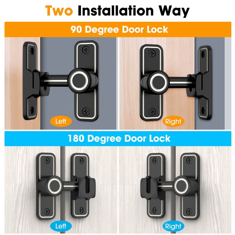 MeBantoo Sliding Barn Door Lock Hardware  90 Degree Locks For Barn Doors  Flip Gate Latches For Barn  Garden  Bathroom  Outdoor  Garage  Window (Luminous Black) - Image 3