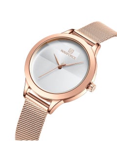 NAVIFORCE Elegant Women's Quartz Watch Stylish Round Dial with Minimalist Design Stainless Steel Mesh Strap Fashionable Timepiece for Everyday Wear and Special Occasions  - Image 2