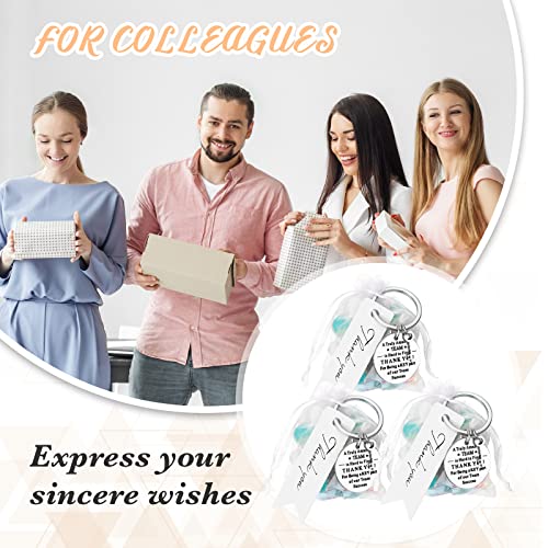 Kigeli 72 Pcs Thank You Gifts Bulk for Team Employee Appreciation Gifts 24 Coworkers Inspirational Keychains 24 White Organza Bags 24 Thank You Cards for Coworker Social Worker Volunteer Christmas Favors - Image 3