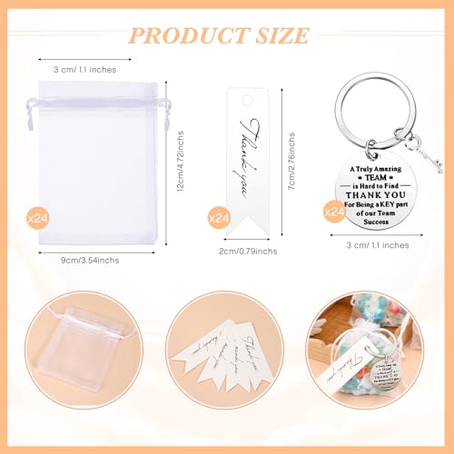 Kigeli 72 Pcs Thank You Gifts Bulk for Team Employee Appreciation Gifts 24 Coworkers Inspirational Keychains 24 White Organza Bags 24 Thank You Cards for Coworker Social Worker Volunteer Christmas Favors - Image 2