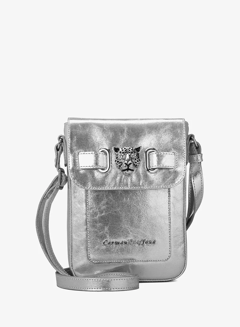 كارمن ستيفنز حقيبة كروس بودي فضية بنقشة الفهد