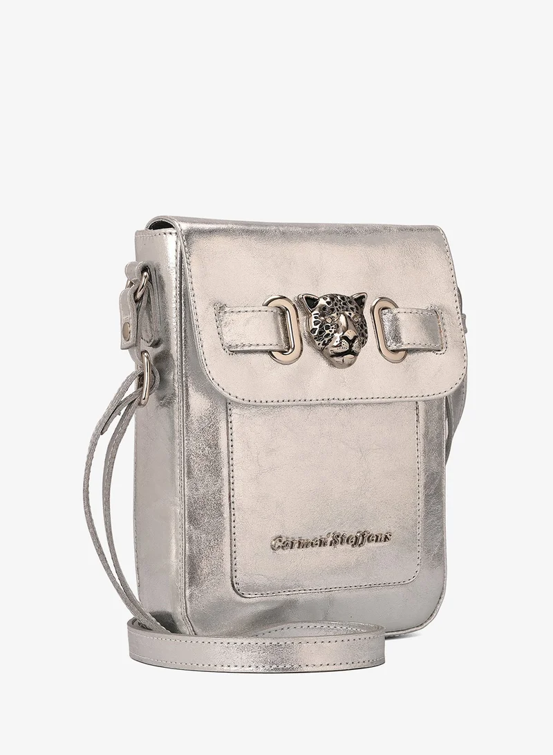 كارمن ستيفنز حقيبة كروس بودي فضية بنقشة الفهد