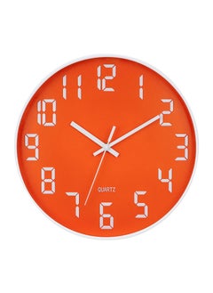 Skytone SKYTONE Wall Clock,Clock for Home,12" Silent Quartz Decorative Clock,Non-Ticking Clock Battery Operated Round Easy to Read (Orange White) - Analog,Plastic  - Image 1