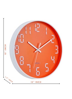 Skytone SKYTONE Wall Clock,Clock for Home,12" Silent Quartz Decorative Clock,Non-Ticking Clock Battery Operated Round Easy to Read (Orange White) - Analog,Plastic  - Image 4
