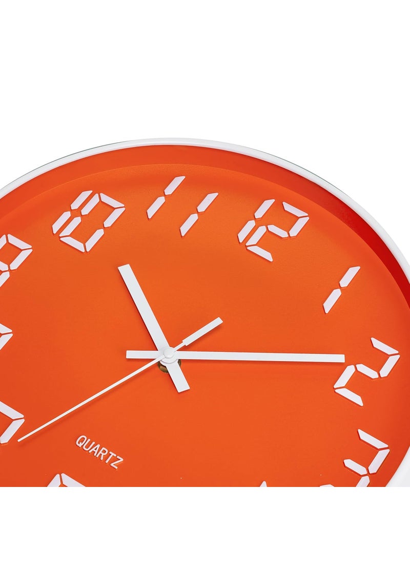 Skytone - SKYTONE Wall Clock,Clock for Home,12" Silent Quartz Decorative Clock,Non-Ticking Clock Battery Operated Round Easy to Read (Orange White) - Analog,Plastic - Image 1