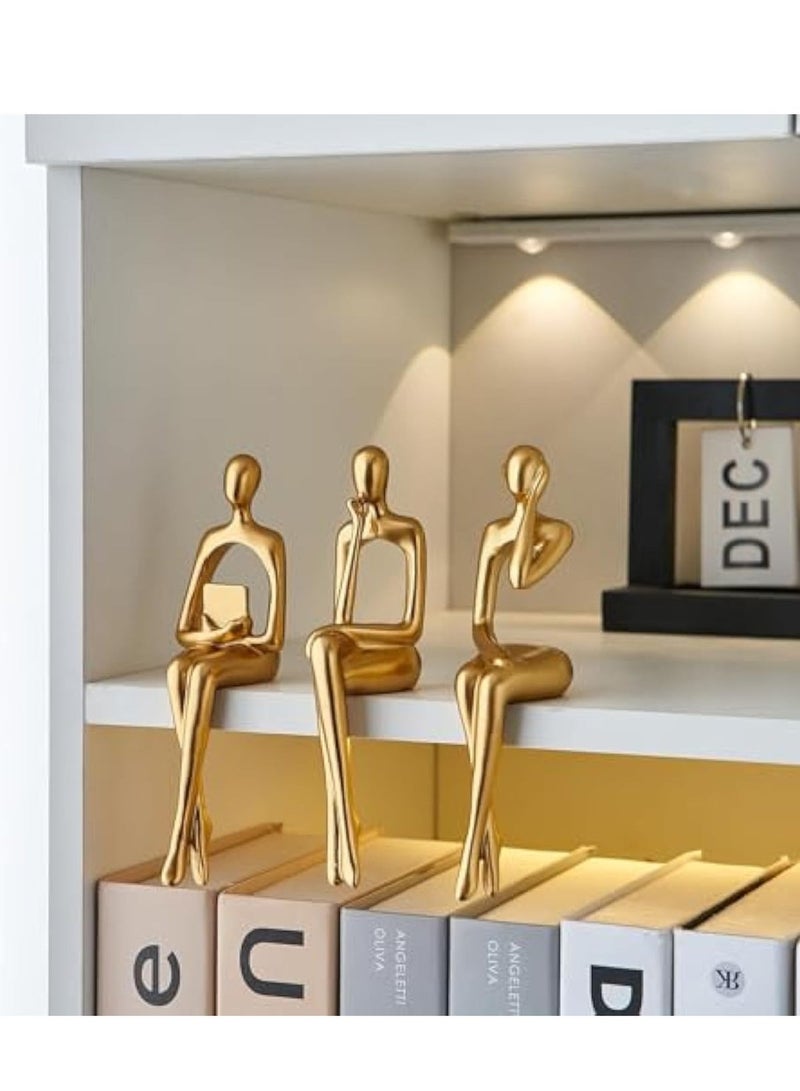 D&L Set Of 3 Pcs Abstract Thinker Art Statue Ornaments Abstract Decor Sculptures Resin Statue Modern Decorative Objects Desk Decor Small Shelf Decor Figurines Home Decorations For Living Room - Image 3