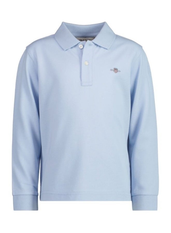 GANT Kids Shield Long Sleeve Piqué Polo Shirt  - Image 1