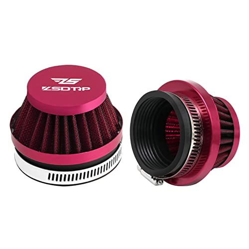 2PCS Motorcycle 42MM Air Intake Filter Universal Carburetor Air Filter Cleaner for Dirt Pit ATV SSR TTR Bike Breather Filter Fit for Many Different Carburetors Red 42MM