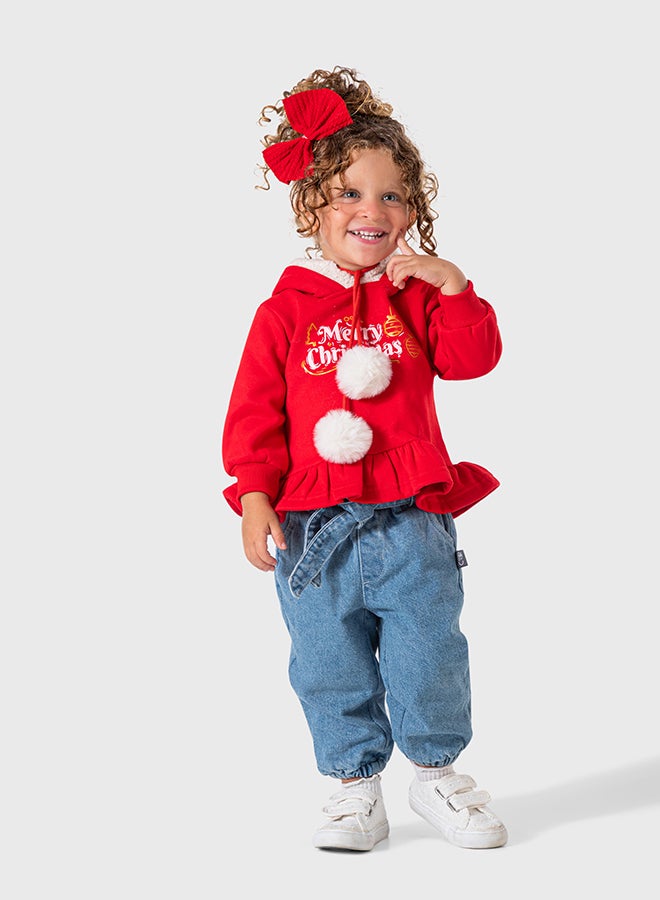 اون كيدز هودي بناتي أطفال صغار مبطن فرو من الداخل - Image 2