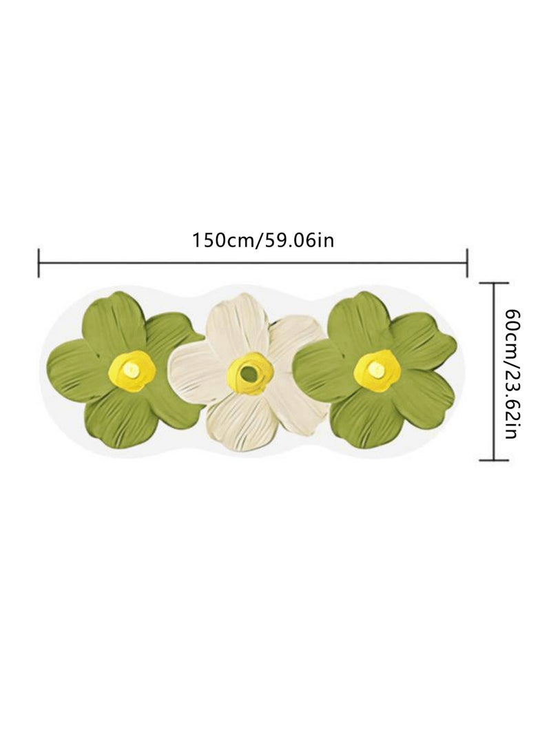 لوبيتيز سجاد فرش زهرة قياسي غير منتظم ، يستخدم للسجاد المضاد للانزلاق في الغرف وغرف المعيشة ، والسجاد الديكور الداخلي ، (أخضر ، 150 * 60 سم) - Image 4