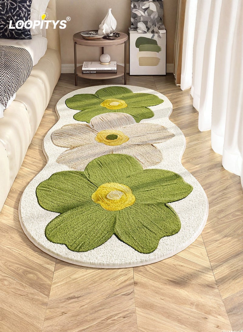 LOOPITYS Irregular standard flower mattress carpet, used for anti slip carpets in rooms and living rooms, carpet interior decoration, (green, 150 * 60CM) - Image 1