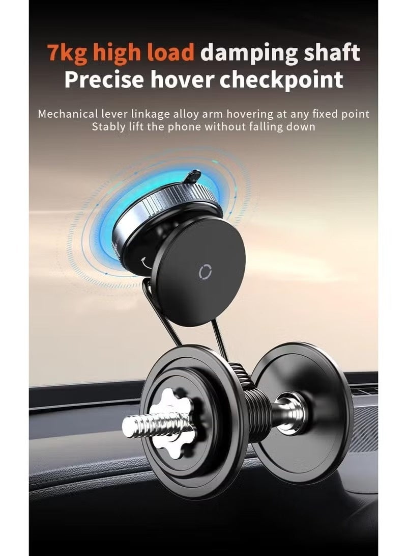 Vacuum Suction Magnetic Phone Holder for Car – Wireless Stand with Strong Suction Cup Base, 360° Rotation, Universal Magnetic Car Mount for Smartphones – Black - Image 3