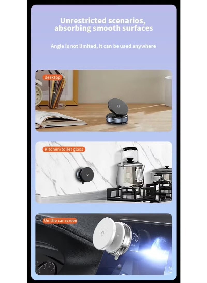 Vacuum Suction Magnetic Phone Holder for Car – Wireless Stand with Strong Suction Cup Base, 360° Rotation, Universal Magnetic Car Mount for Smartphones – Black - Image 4