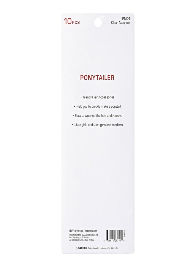 RED by Kiss 10 Pieces 16mm Ball Hair Ties, Bubble Ponytail Holders for Kids Girls Children Women Baby Toddlers, Twin Bead Colorful Elastic Hair Accessories, Cute Hair Bands with Balls (Clear Assorted) - Image 3