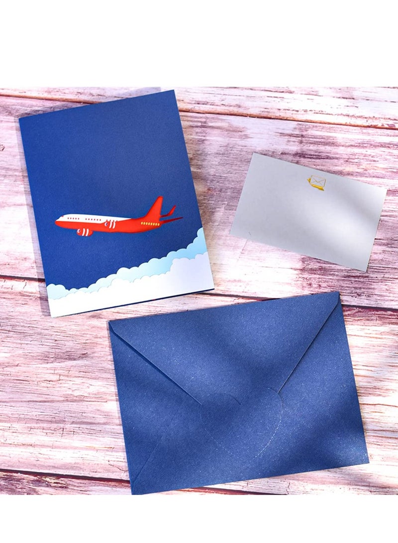 3D Airplane Pop-Up Card - Handmade Greeting Card for All Occasions: Happy Birthday, Anniversary, Graduation, Congratulations, Father's Day, Retirement, Get Well Wishes for Pilots & Travelers.