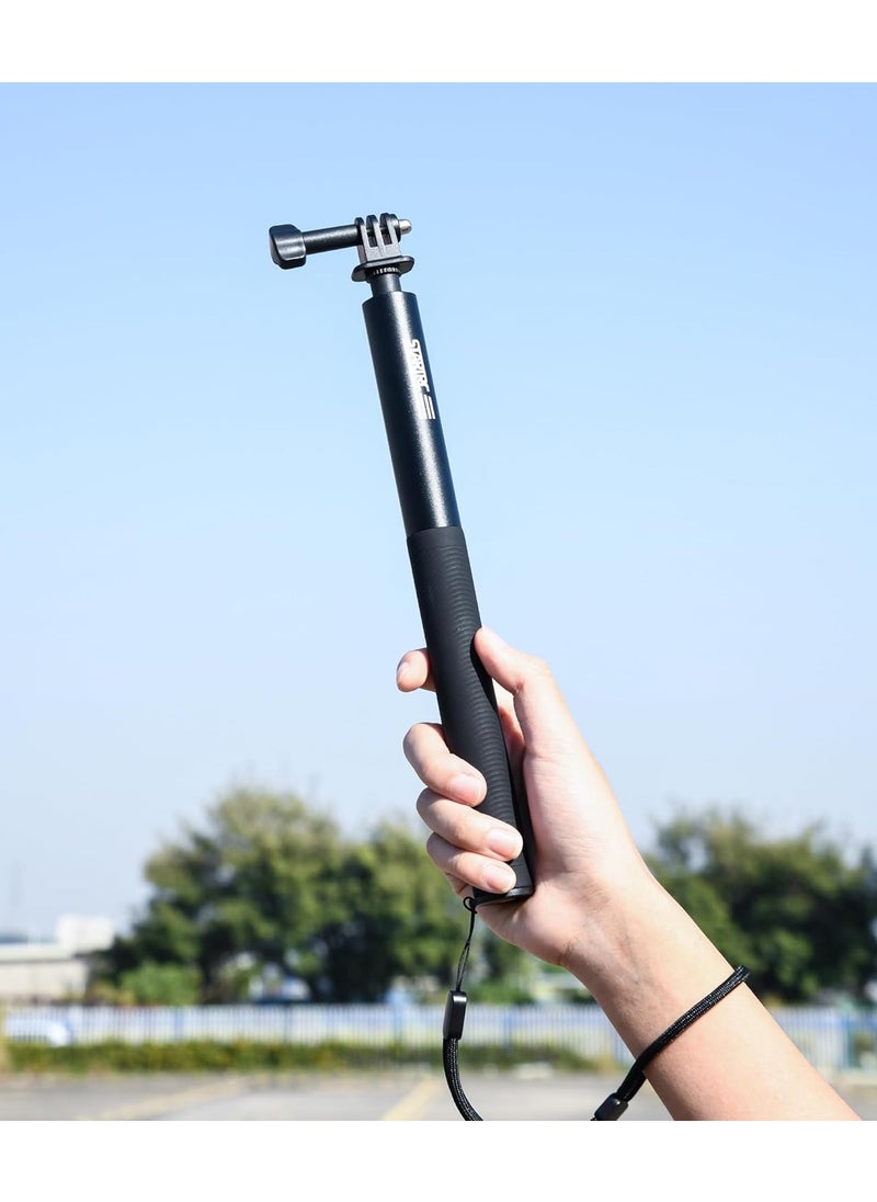 Invisible Selfie Stick, 1/4 Extended Monopod Pole, Solid and Compact Design for Insta360, for GoPro, for DJI, Action Camera, 52''(132cm)