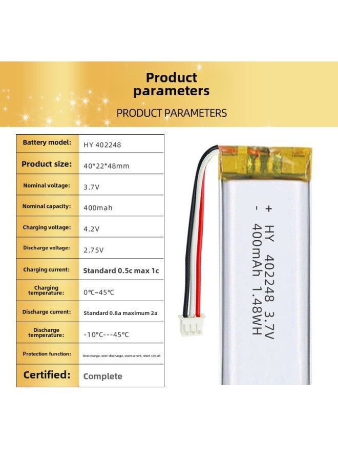 Loquat 702030 Light Bar Battery Radiometer Beauty Instrument Massager Battery Medical Equipment Charging Digital-Standard Capacity:Add Ordinary Protection Board Outlet - Image 2
