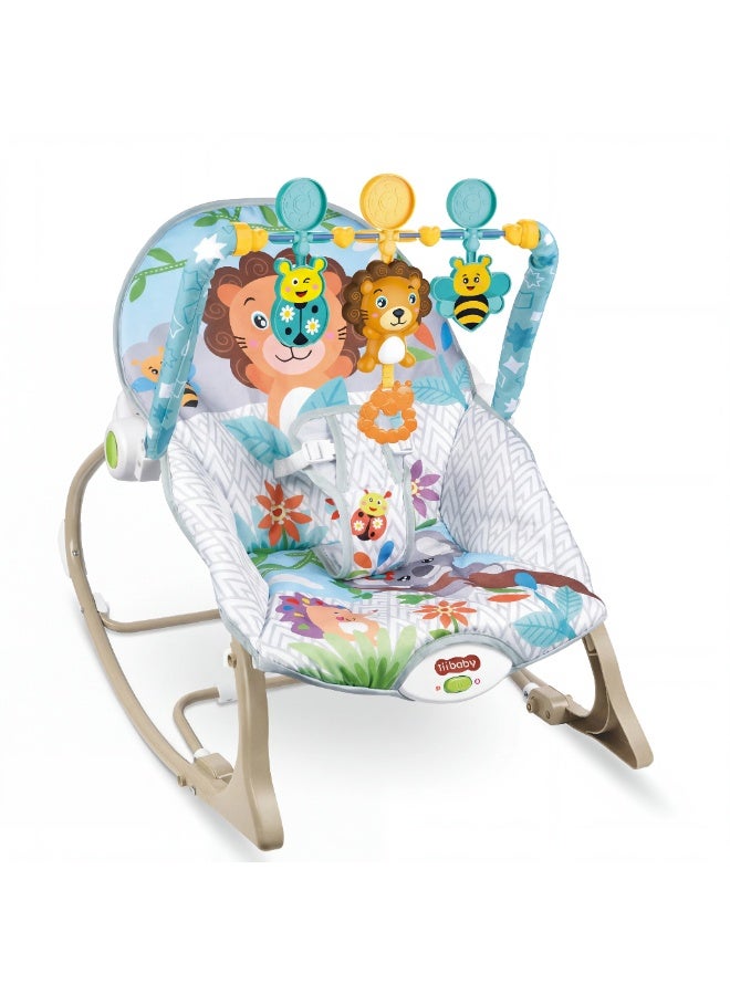 3-in-1 Infant to Toddler Rocking Chair - Heavy Duty Metal Frame, Waterproof Fabric, Music & Soothing Vibrations - Up to 18kg