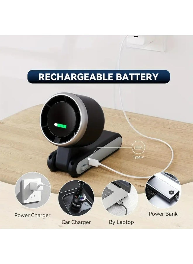 Hand Held Fan,Portable Handheld USB Rechargeable Fans with 5 Speeds,Battery Operated Mini Fan Foldable Desk Desktop Fans with LED Display for Home Office Bedroom Outdoor Travel (DarkBlue) - Image 2