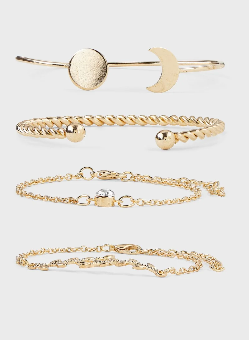 Ginger 4 Pack Bangle And Chain Bracelet Set