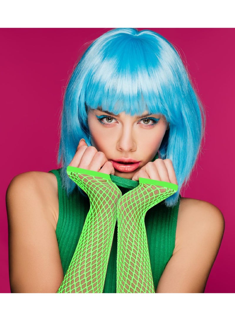 SUNSAR 2 Pairs Fishnet Gloves Fingerless Long Mesh Gloves for Women Fishnet Arm Sleeves (Green) - Image 3