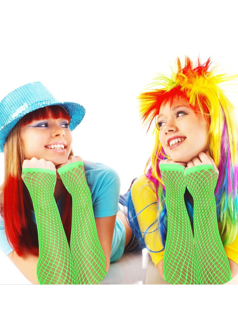 SUNSAR 2 Pairs Fishnet Gloves Fingerless Long Mesh Gloves for Women Fishnet Arm Sleeves (Green) - Image 4