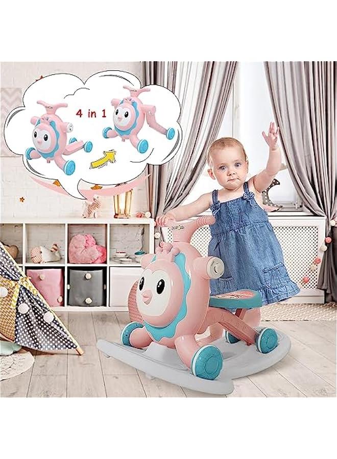 HOOKOR Baby Walker and Rocker, Learning Balance Walker, 4 in 1 Adjustable Walking Toy with Lights & Sounds –Multifunctional Activity walker and scooter| 8-30 Months Boys and Girls (Green) (Pink) - Image 3