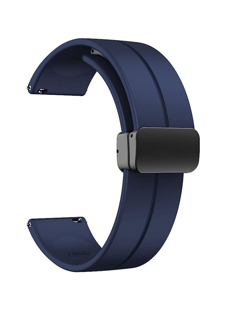 حزام من السيليكون مقاس 20 مم مع مشبك قابل للطي مغناطيسي لهاتف سامسونج اكتيف 44ملم / جلاكسى واتش 3 41ملم ازرق - Image 1