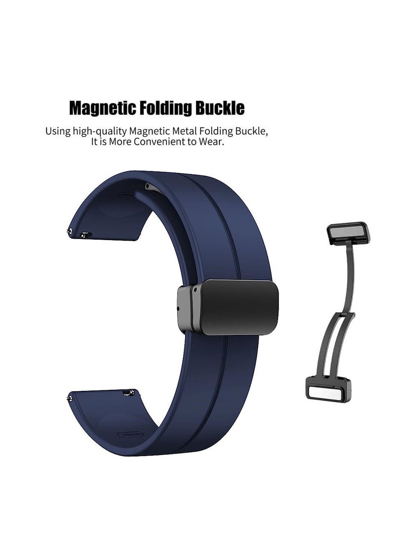 حزام من السيليكون مقاس 20 مم مع مشبك قابل للطي مغناطيسي لهاتف سامسونج اكتيف 44ملم / جلاكسى واتش 3 41ملم ازرق - Image 2