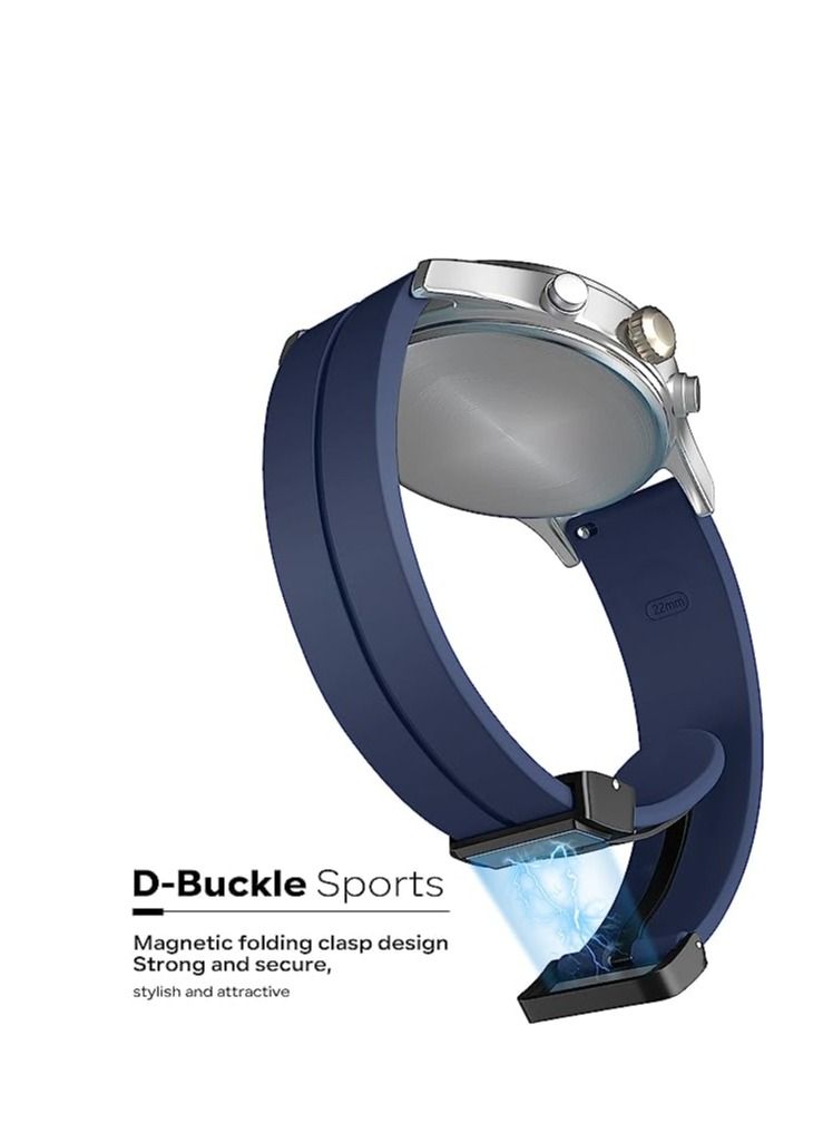 حزام من السيليكون مقاس 20 مم مع مشبك قابل للطي مغناطيسي لهاتف سامسونج اكتيف 44ملم / جلاكسى واتش 3 41ملم ازرق - Image 3
