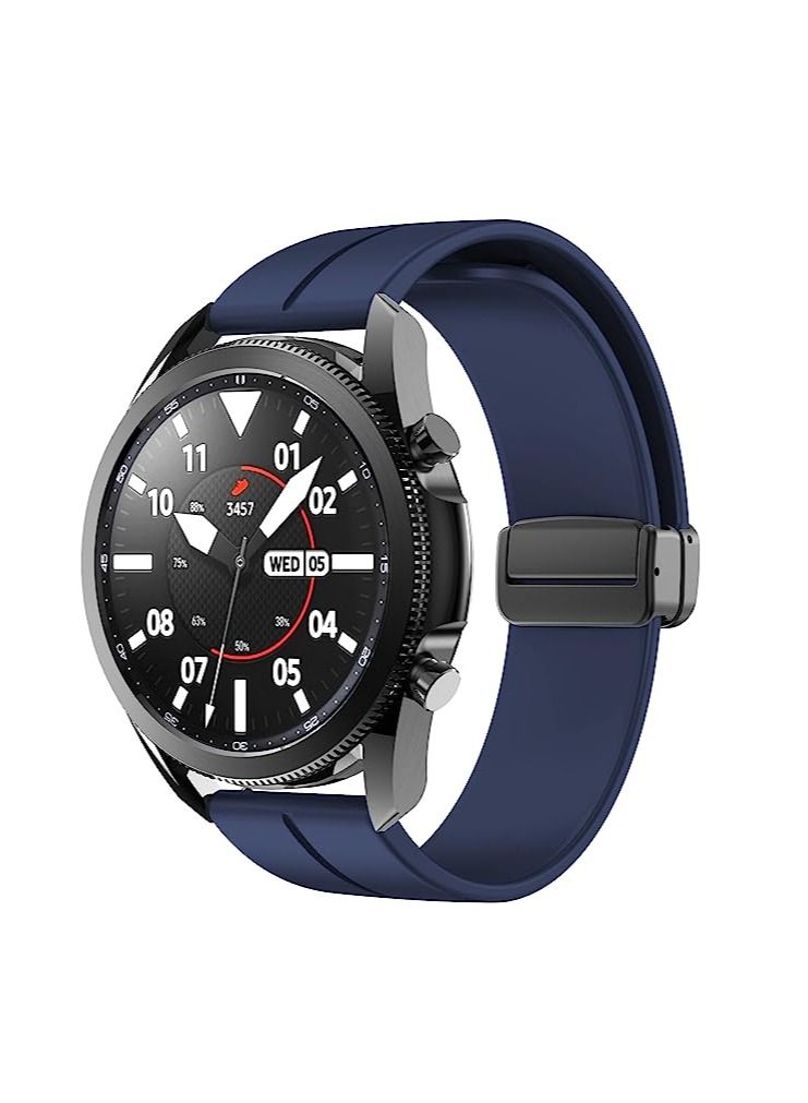 حزام من السيليكون مقاس 20 مم مع مشبك قابل للطي مغناطيسي لهاتف سامسونج اكتيف 44ملم / جلاكسى واتش 3 41ملم ازرق - Image 4