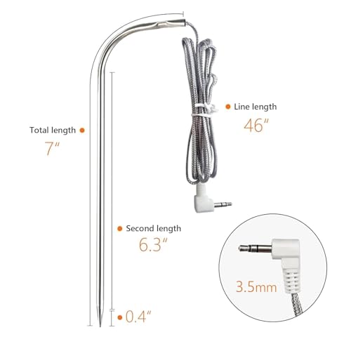 YAOAWE Replacement Waterproof Meat Probe 2 PCS Compatible with Traeger BBQ Grills, 3.5 mm Plug Meat BBQ Digital Thermostat Probes, Set of 2 - Image 3