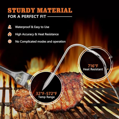 YAOAWE Replacement Waterproof Meat Probe 2 PCS Compatible with Traeger BBQ Grills, 3.5 mm Plug Meat BBQ Digital Thermostat Probes, Set of 2 - Image 5